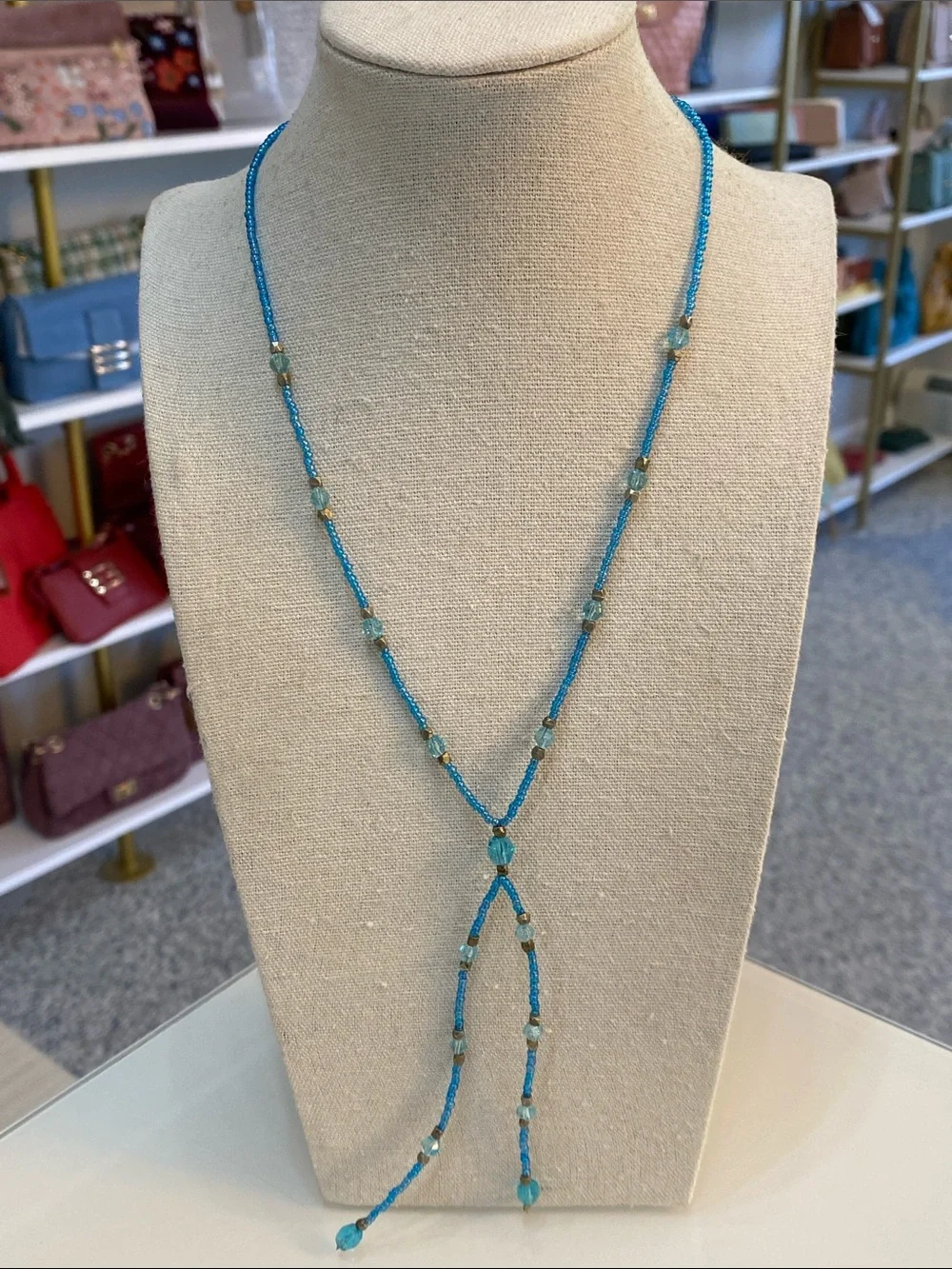 Blue beaded necklace